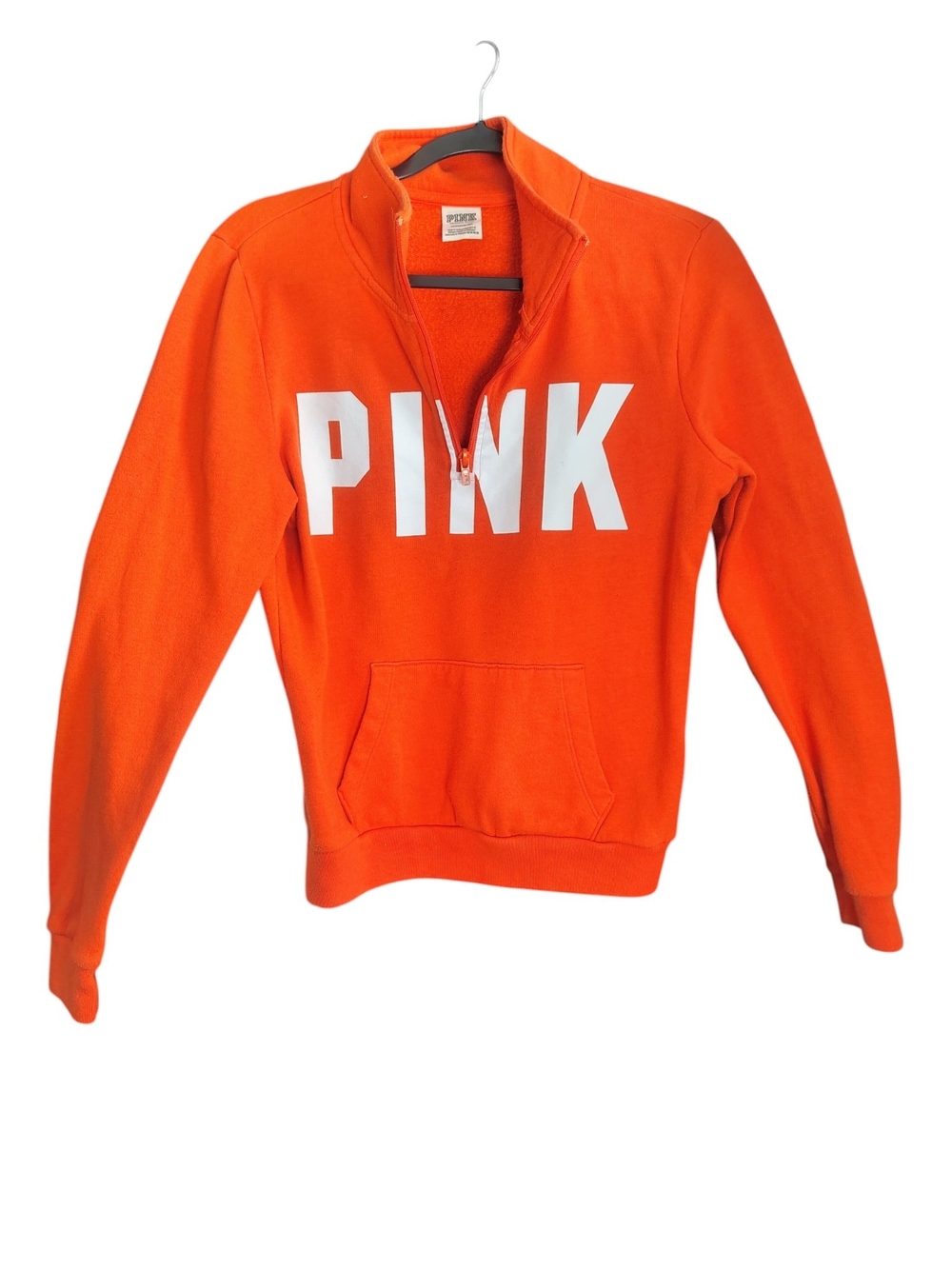 PINK Victoria's Secret Half-Zip Sweatshirt in Bright Orange Y2K